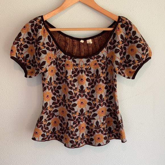 Anthro Moth Peplum Top - Picture 2 of 9